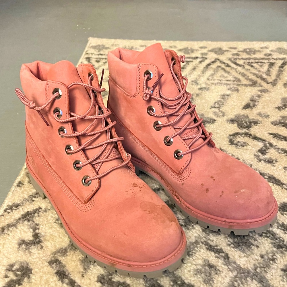 Pink Timberland Work Boots